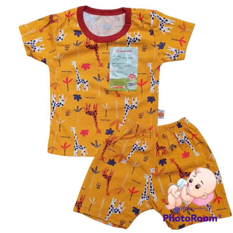 KABOCHAN 3Pasang Setelan Baju Bayi Lengan Pendek Full Printing Ukuran S M L XL SNI Nyaman Murah Berkualitas