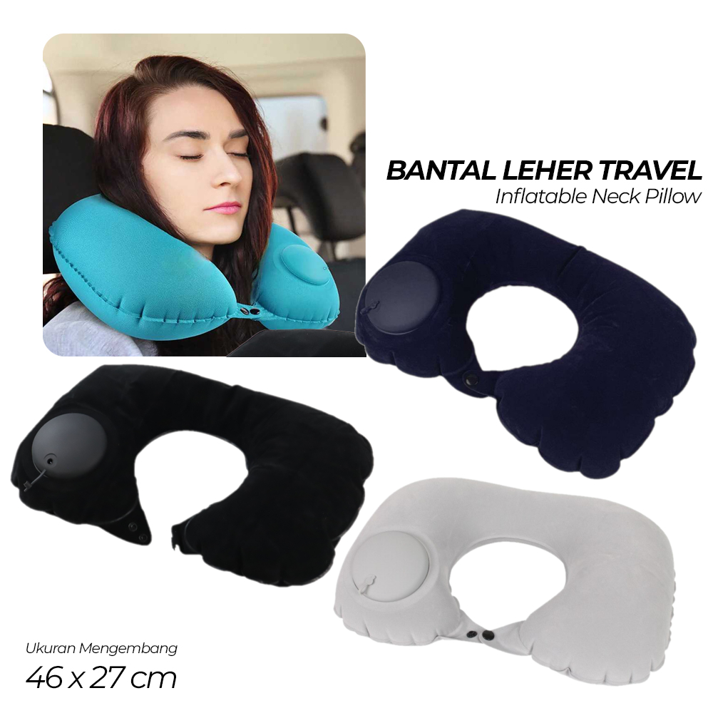 Bantal Leher Travel Inflatable Neck Pillow - RH35