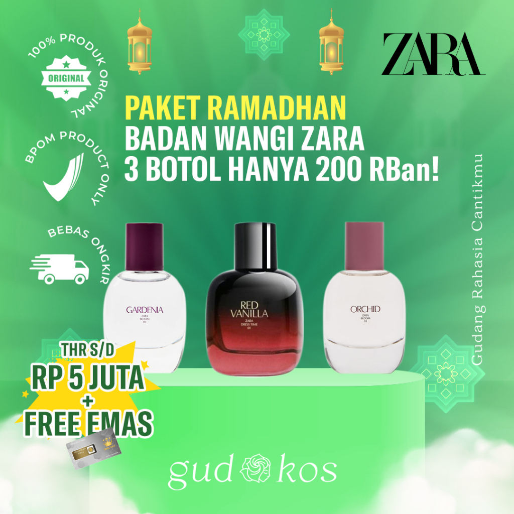 [PAKET RAMADHAN] BADAN WANGI ZARA PARFUM 90 ML - 3 BOTOL HANYA 200 RB