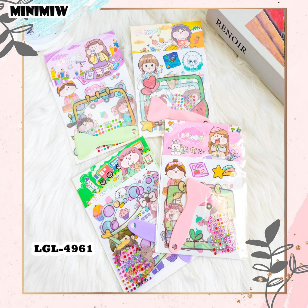 SET STICKER (5 IN 1)  LGL-9461 3 LEMBAR STICKER PERATA GLITTER LUCU IMUT KARAKTER GAMBAR