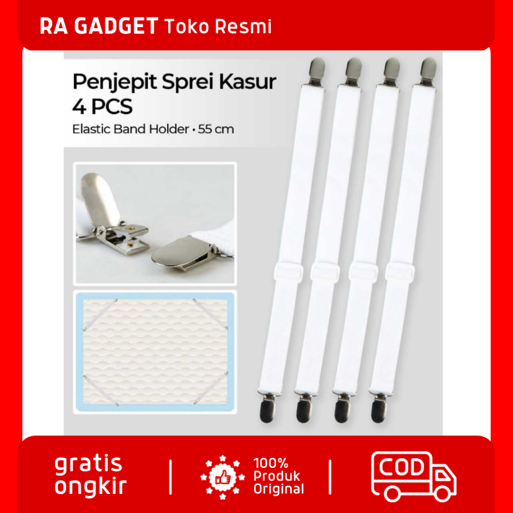 Penjepit Ujung Sprei Kasur Bed Sheet Clip Holder 4 PCS FS / Tali Karet Jepit Pengait Penahan Sprei S