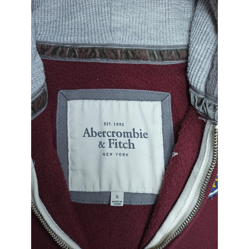 HOODIE ABERCHROMBIE &amp; FITCH ZIPPER RED MAROON SMALL