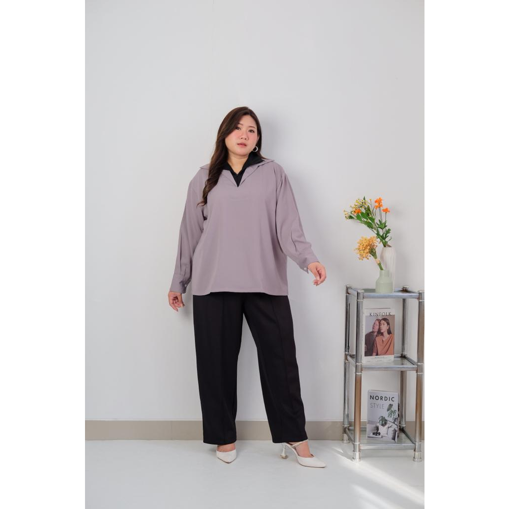 Bigwell Mia Kerah Blouse Atasan Wanita Bigsize Plussize Jumbo