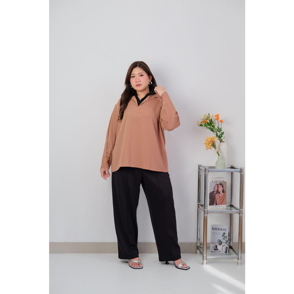 Bigwell Mia Kerah Blouse Atasan Wanita Bigsize Plussize Jumbo