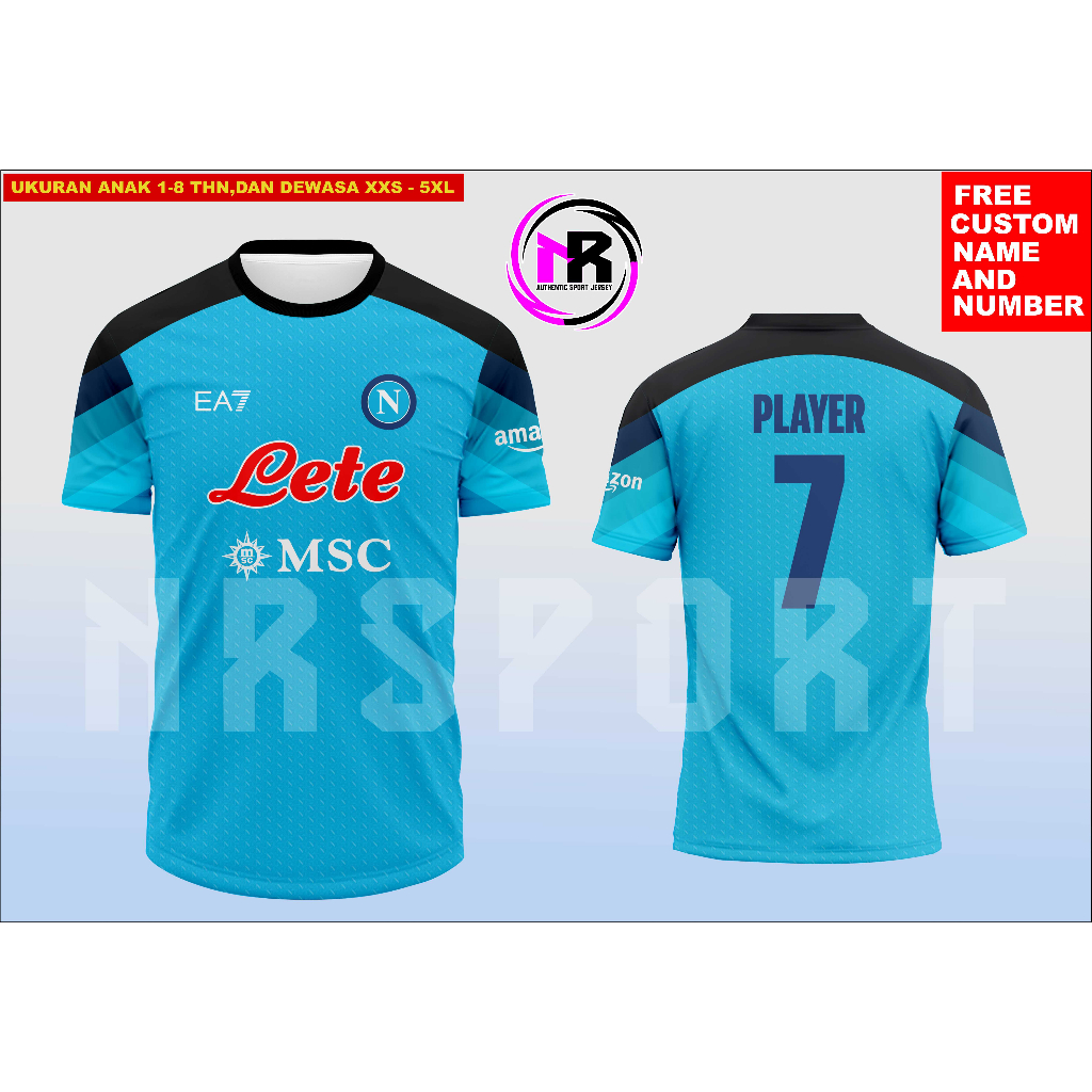 JERSEY PRINTING NAPOLI FREE CUSTOM/JERSEY PREMIUM LIGA ITALI TERBARU/JERSEY SEPAK BOLA NAPOLI/ATASAN