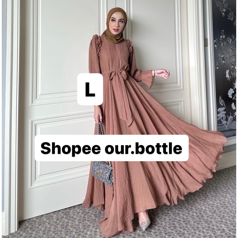 READY KIRIM Asmaa dress choco  L pink by gonegani