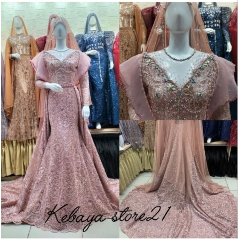 GAUN PENGANTEN BALERO DUYUNG | GAUN JUBAH|BAJU WEDDING BEREKOR | GAUN MEWAH  FUL PAYET |/SLIM DRESS