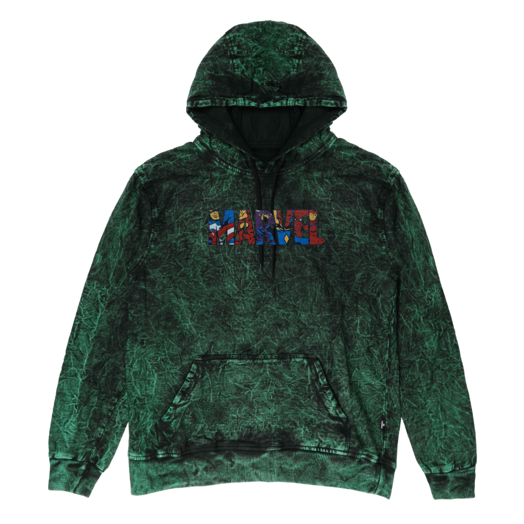 Sasuke.id Hoodie Sandwash Pria Distro Washed Sweater Green Teks Marvel 002 | Jaket Pria Wanita Washing Marvel Full Tag | Bisa Cod