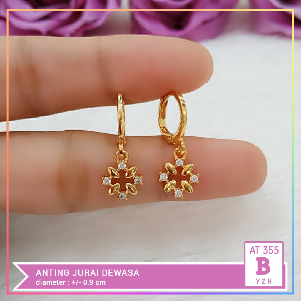 Anting xuping anting dewasa klip bunga love perhiasan lapis emas AT 355