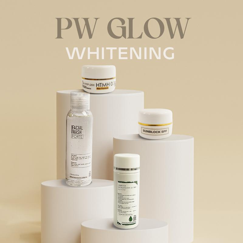 PAKET SKINCARE FLEK HITAM PW GLOW & WHITENING TONER FLEK / CREAM SUNBLOK /CREAM FLEK CREAM HTMH.01 F