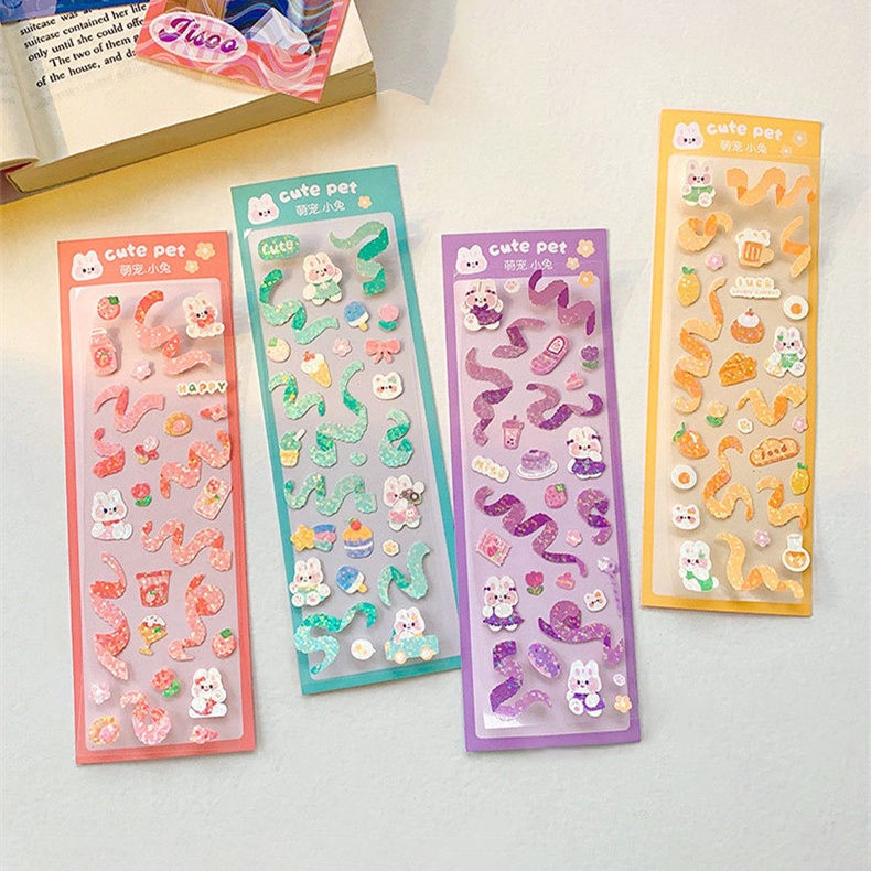 

Ribbon Sticker Motif Pita Kelinci Glitter untuk Jurnaling Scrapbook