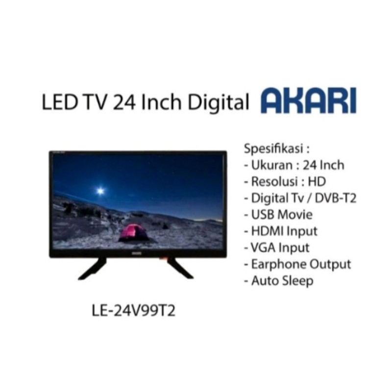 AKARI 24 INCH LED TV LE 24V99T2 Free Buble Paking Aman