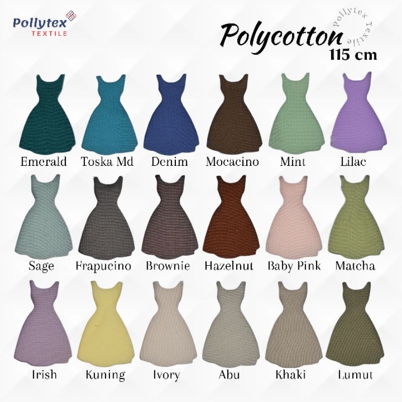 Bahan Kain Pollycotton / Double Hycon / Finne / Polycotton Premium ecer meteran per 0,5 meter