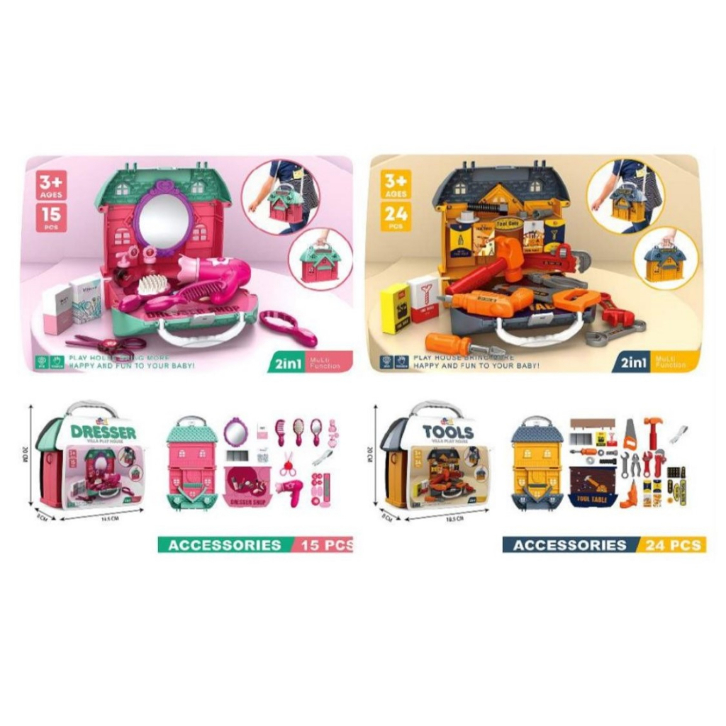 Mainan Anak 3IN1 RUANG PENYIMPANAN DRESS &amp; TOOLS Mainan Edukasi Anak