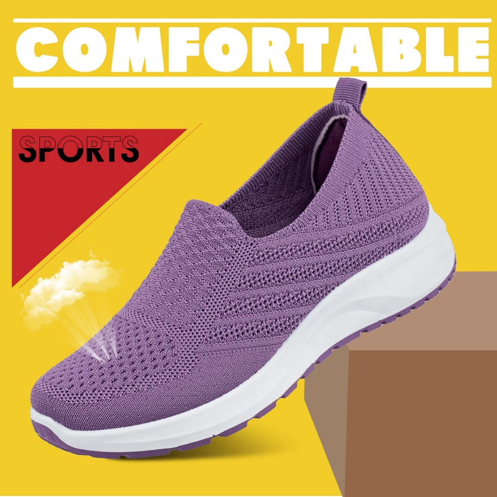 Sepatu Sneakers  Wanita Import Rajut Cewek Sport Shoes Kasual Fashion Wanita Model Terbaru 2023 Slip On K8141