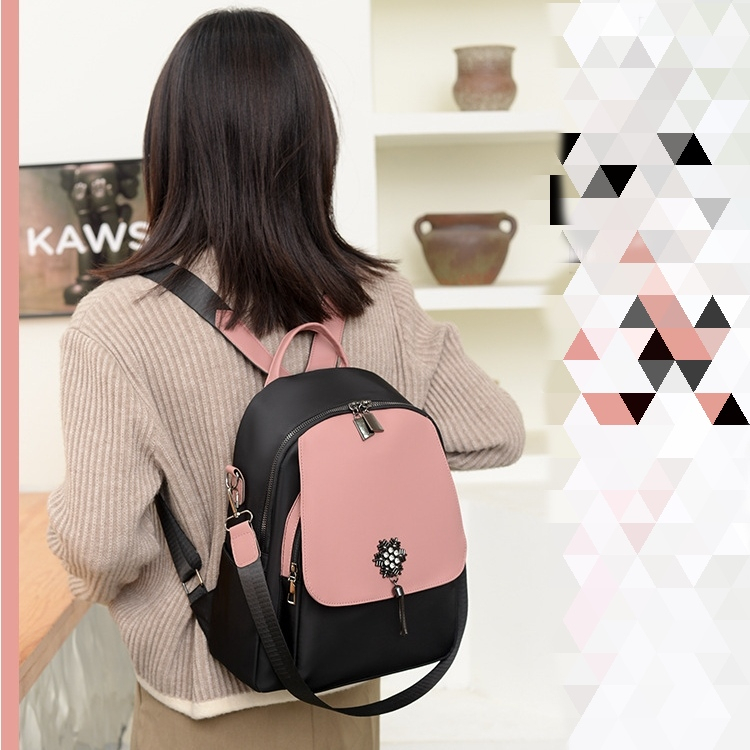 TAS RANSEL WANITA KOREA ANTI AIR HITAM PINK ROSIA TA786P3 PREMIUM BACKPACK GENDONG PUNGGUNG SEKOLAH KULIAH KERJA CEWEK LUCU IMPORT BATAM KEKINIAN REMAJA BRANDED