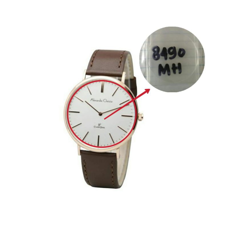 Kaca jam tangan pria Alexandre Christie 8490MH original