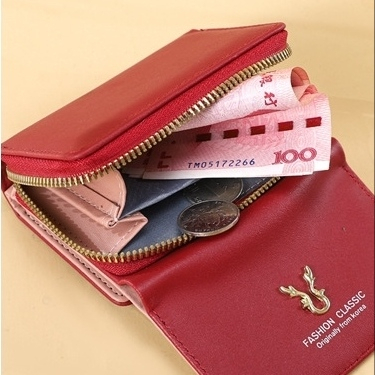 DOMPET LIPAT WANITA KECIL IMPORT KULIT MERAH PALMEY WA679R1 PREMIUM CEWEK KOREA REMAJA SLOT KARTU RESLETING UANG KOIN KERTAS MINI PENDEK LUCU SIMPLE KEKINIAN FASHION ORI BATAM BRANDED