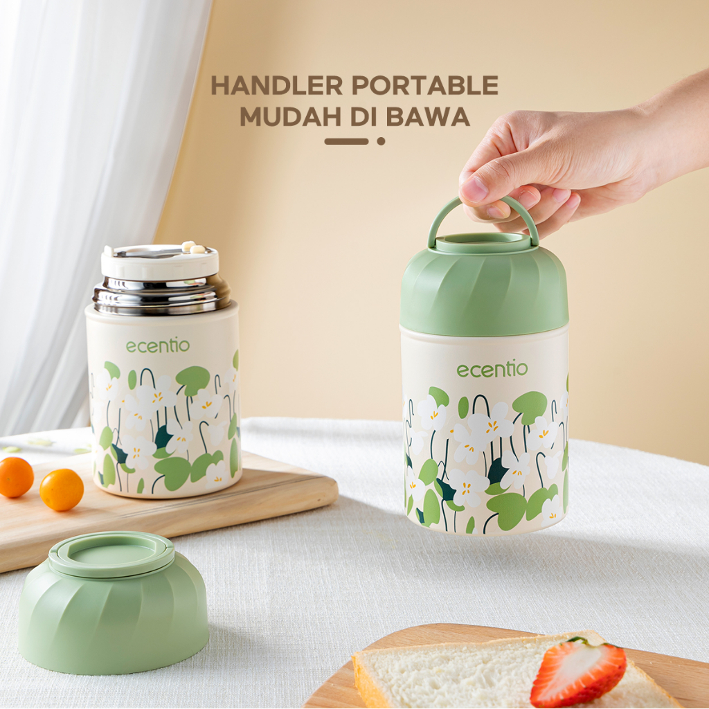 ecentio food jar thermos Easy Travel 500Ml termos makanan tahan panas 24 jam stainless Baby Food Jar Anti Bocor Kado