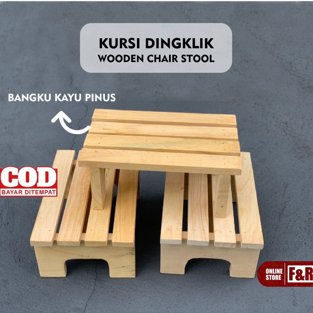 Bangku Kayu Jongkok Kursi Kayu Pinus Premium Kursi Duduk Pendek Dingklik KayuKursi Wc Jongkok