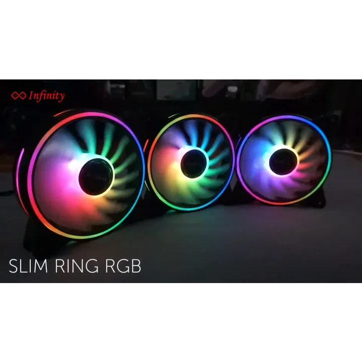 FAN 12cm INFINITY SLIM DOUBLE RING Auto RGB 16COLOUR TANPA REMOTECONTROLER - MOLEX