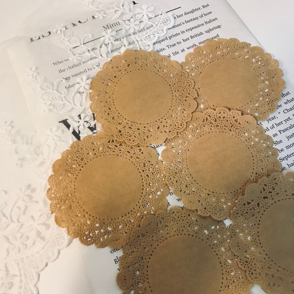 

10 lembar doilies paper vintage aesthetic coklat deco journal kit scrapbook penpal