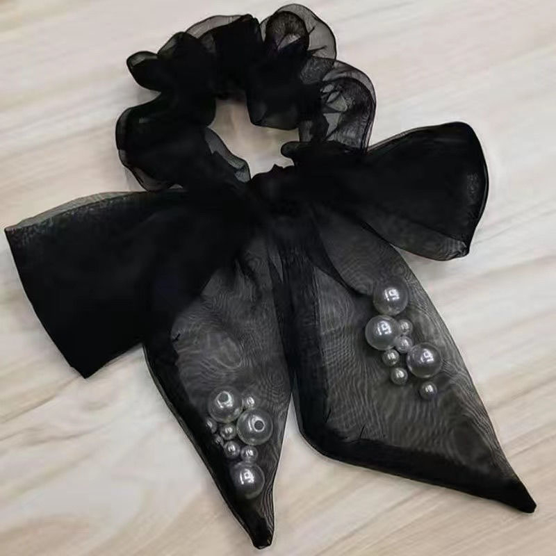 Caliloops Scrunchies Karet Ikat Rambut Satin Hitam Korea Wanita Bian