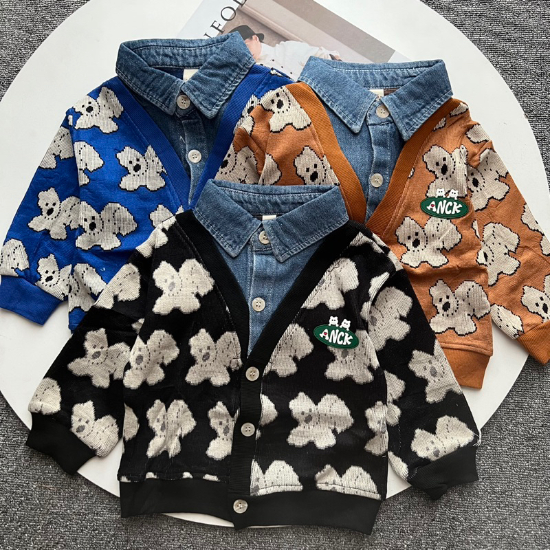 Jacket Cardi Bear Combi | Jacket knit anak