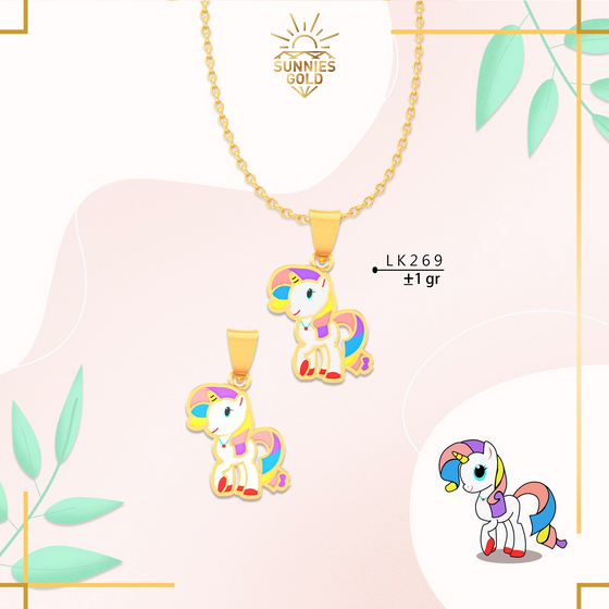 LIONTIN UNICORN EMAS ASLI KADAR 6K (300) KALUNG ANAK KARAKTER KUDA PONI BEST SELLER - LK 269