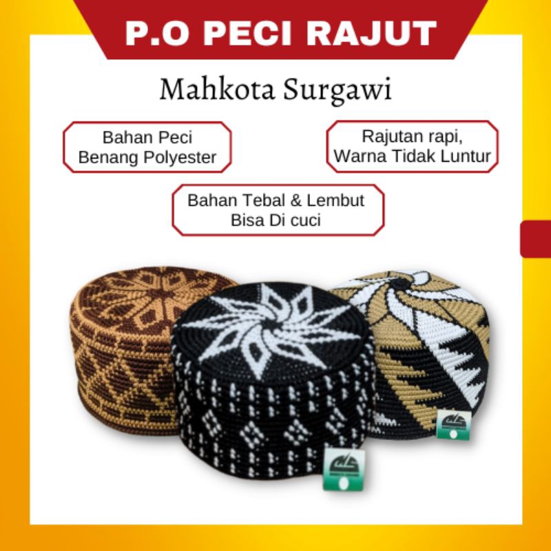 Mahkota surgawi - pre order peci kopyah kopiah rajut yaman premium no 05-10 dewasa anak laki laki pr