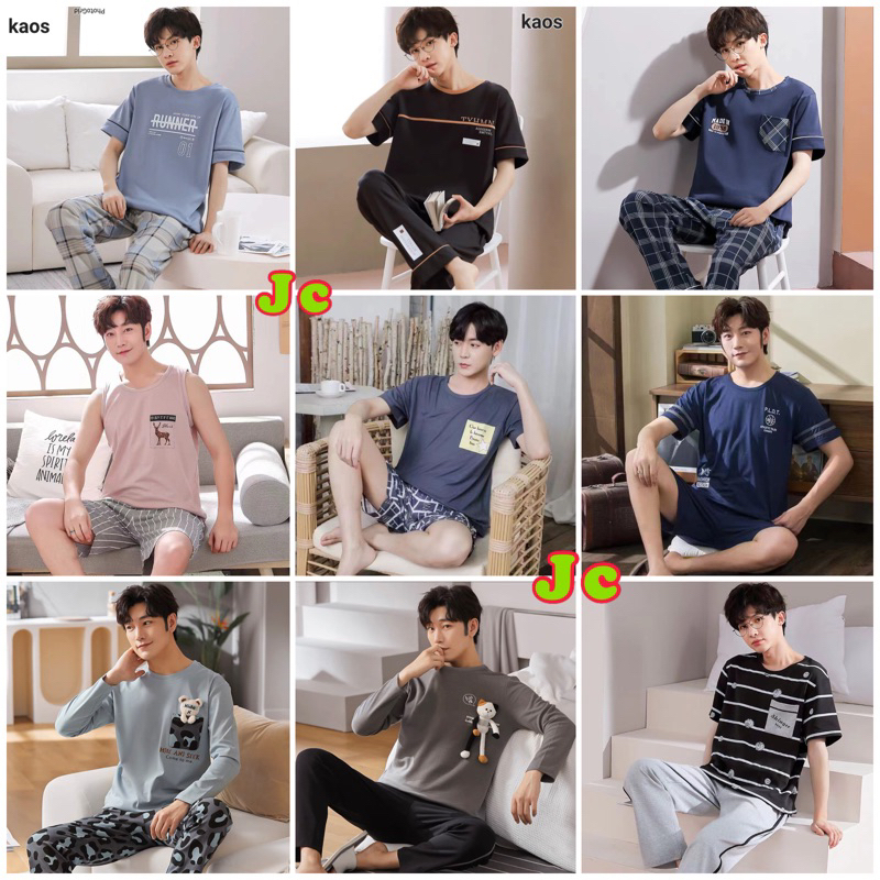 JC- Stelan Piyama Cowok Dewasa Import HP CP PP / Baju tidur Pria Murah / Mens Sleepwear / Baju tidur Cowok