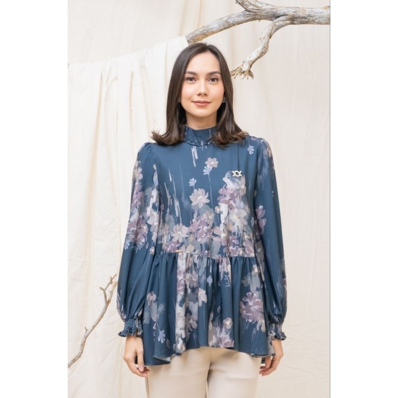 New - Nara Blouse Indigo Blue Wearing Klamby