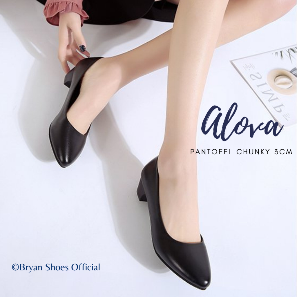 Bryan Alova Pantofel Heels 3cm Formal Suede BigSize Oversize Jumbo Sepatu Hak Tahu Kerja Kantor