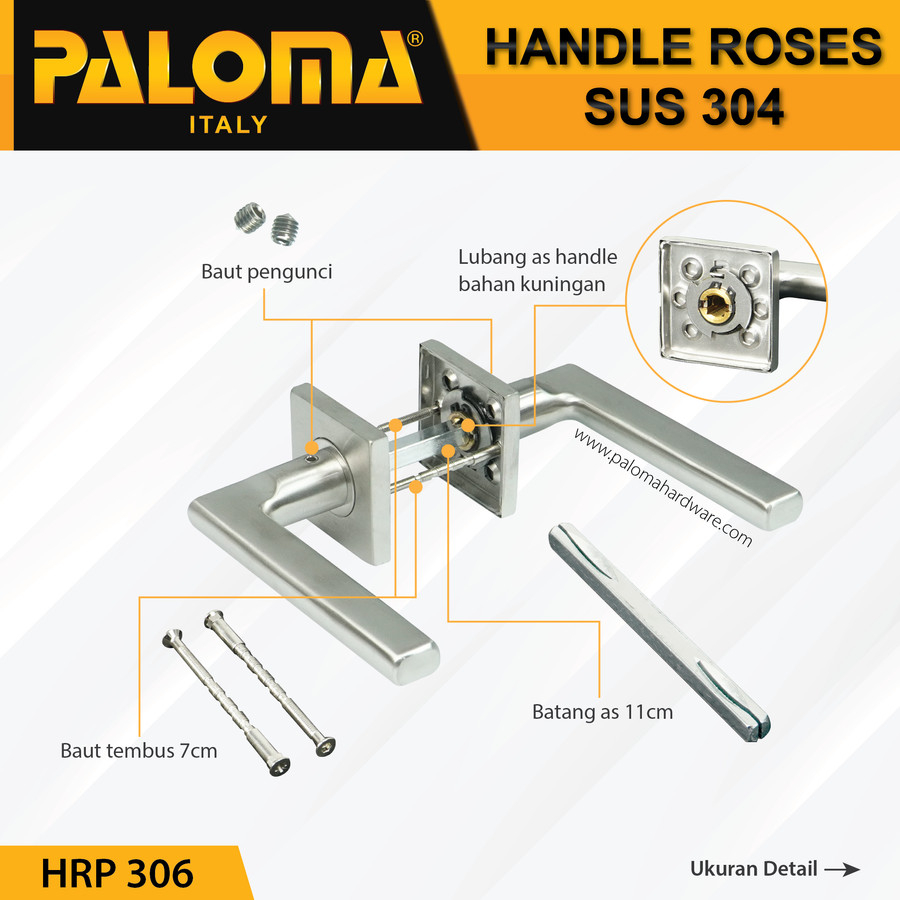 PALOMA HRP 306 Handle Pintu Roses Stainless Steel Lever Gagang Door