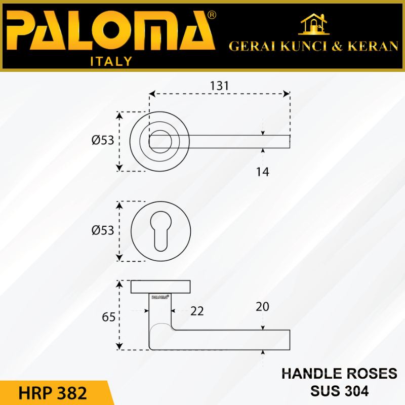 PALOMA HRP 382 Handle Pintu Roses Stainless Steel Lever Gagang Door SATIN GOLD EMAS