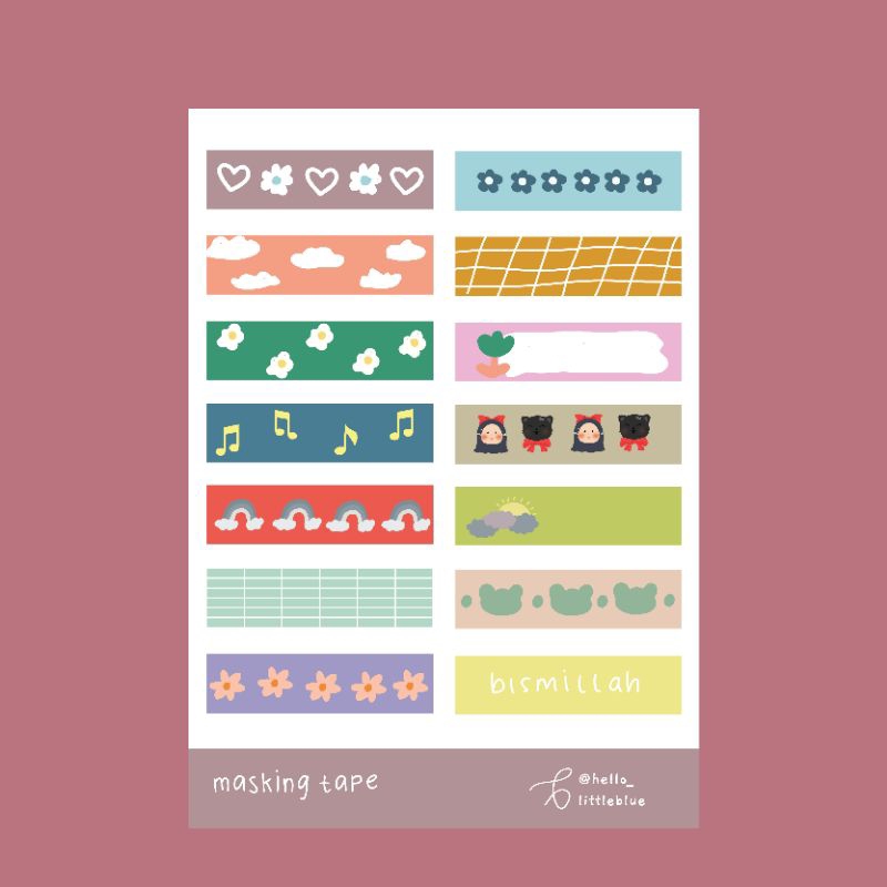 

sticker blue masking tape /stickee kiss cut/ sticker tumbler