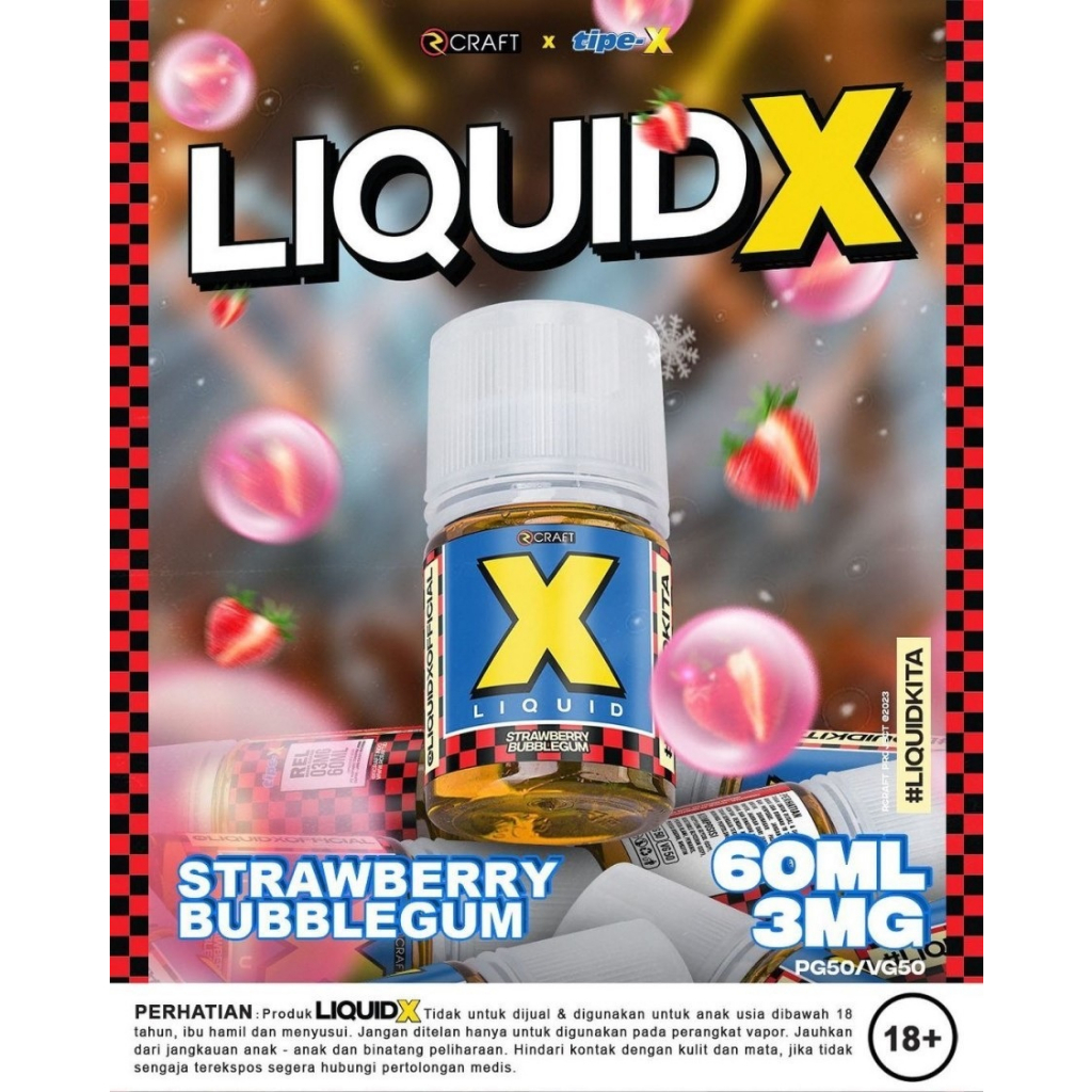 LIQUID X STRAWBERRY BUBBLEGUM 60MLI 3MGE BY RCRAFTx