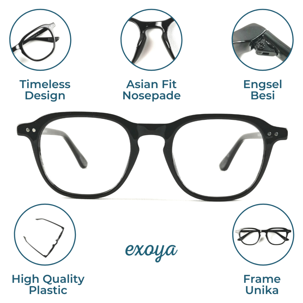 exoya - Frame Kacamata Unika Hitam
