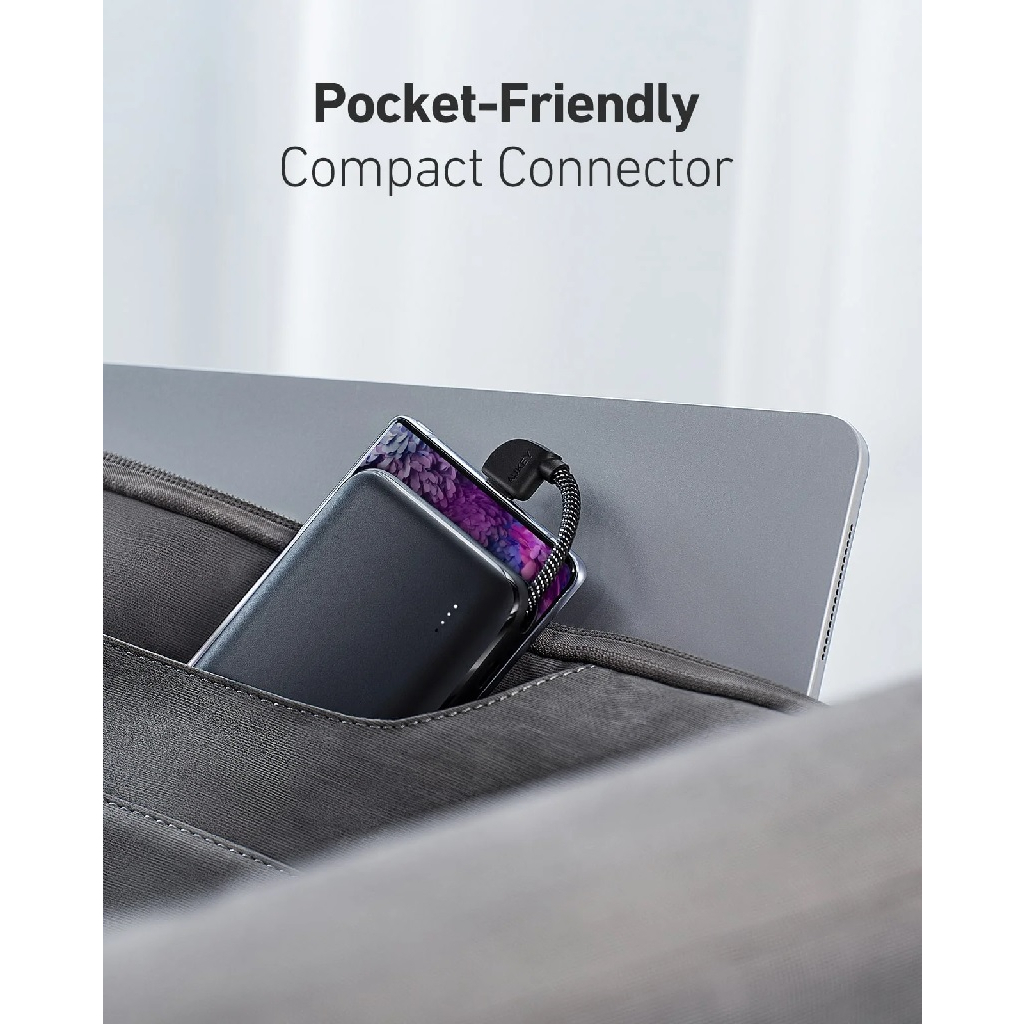 AUKEY PB-N73C BASIX SLING 10000 - Powerbank 10000mAh Built-in Cable - Garansi Distributor Resmi 24 Bulan