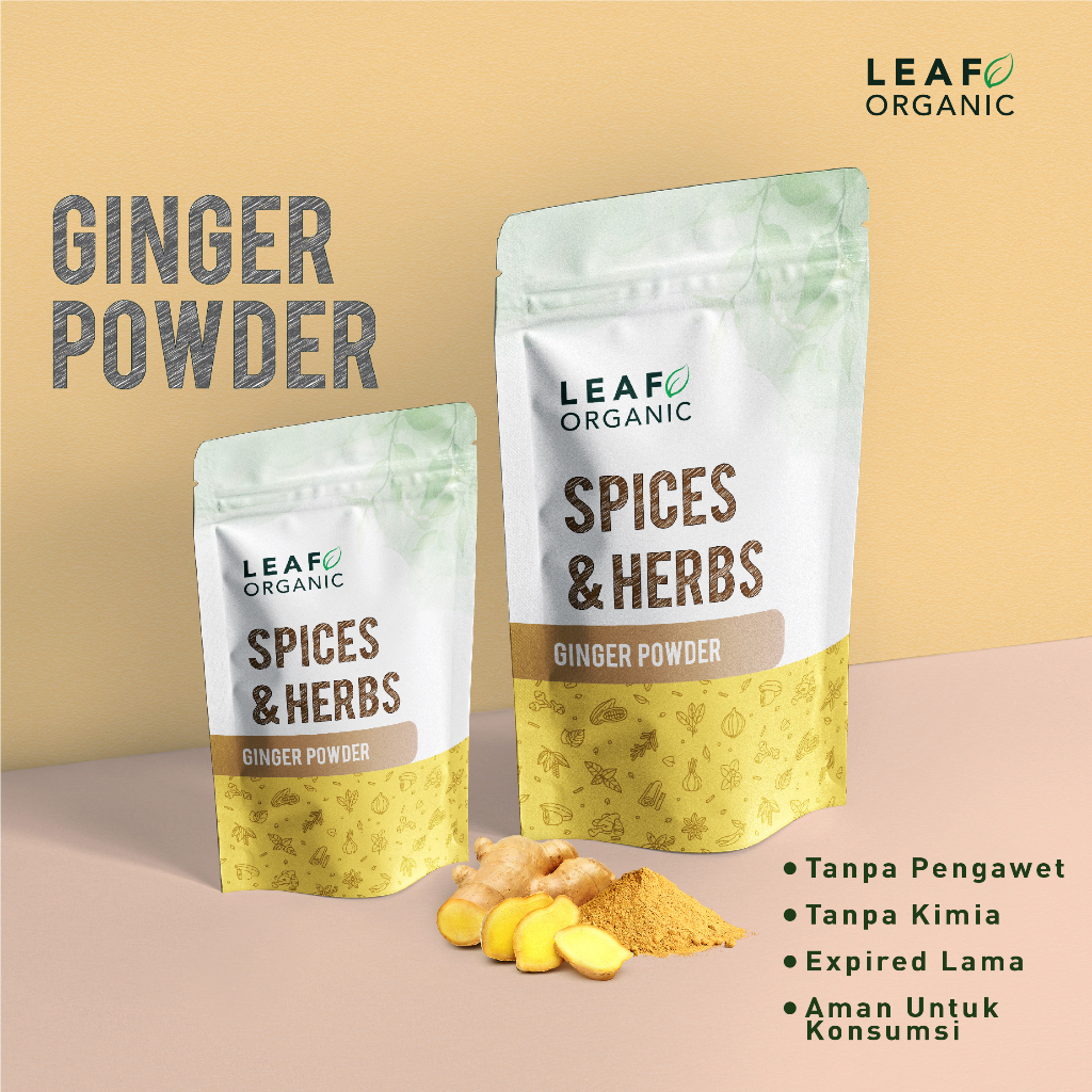 

Jahe Bubuk LEAF ORGANIC Ginger Powder Premium Kering Murni Organik