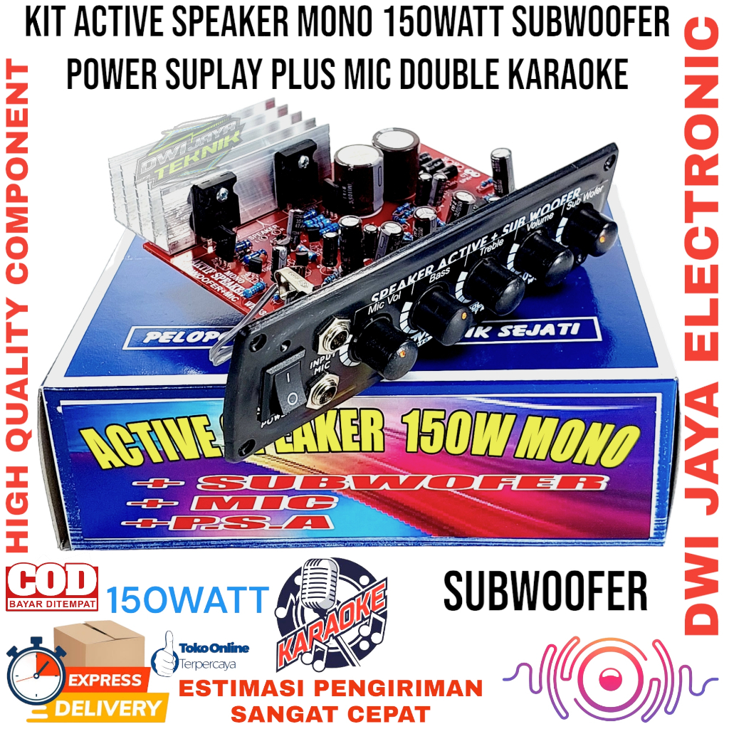 Power Speaker Active 150WATT SUBWOOFER Plus 2 MIC