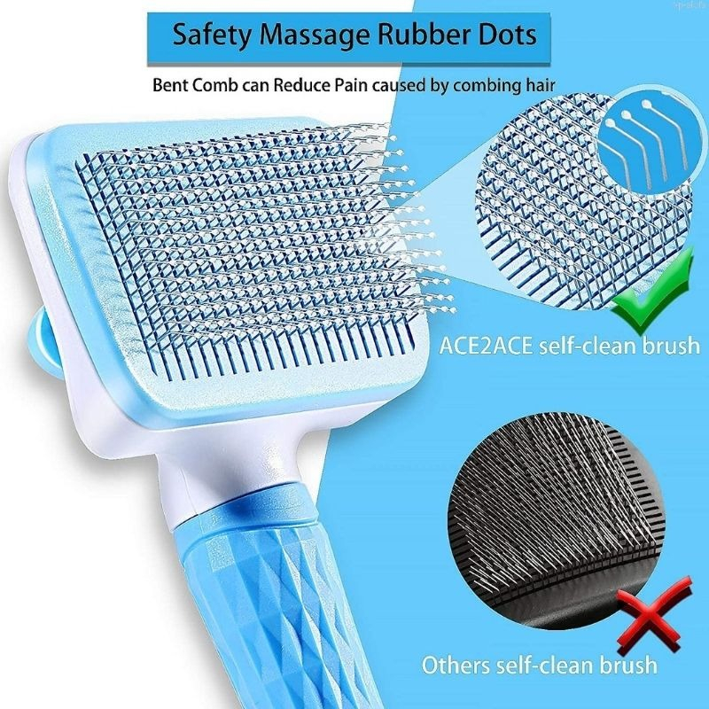 Sisir Rambut Binatang Peliharaan Hair Removal Grooming Comb - UF10 - Blue