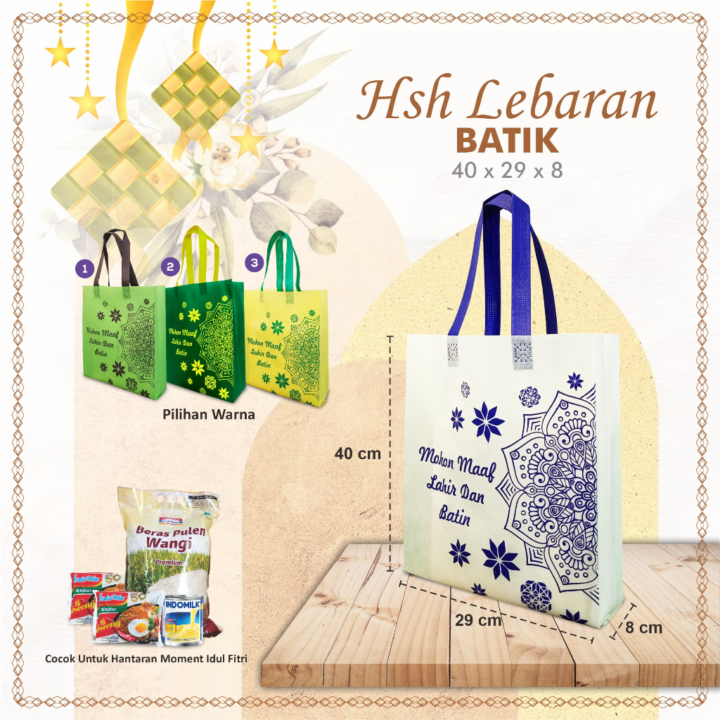 

Tas Spunbond Lebaran Idul Fitri Goodie Bag Idul Fitri Tas Parcel Lebaran 40x29x8 Idul Fitri Batik