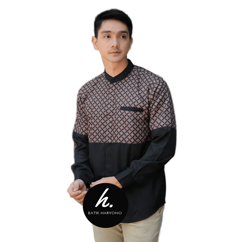 Baju Koko Pria Muslim Dewasa Murah Lengan Panjang Terbaru Kemeja Kombinasi Batik