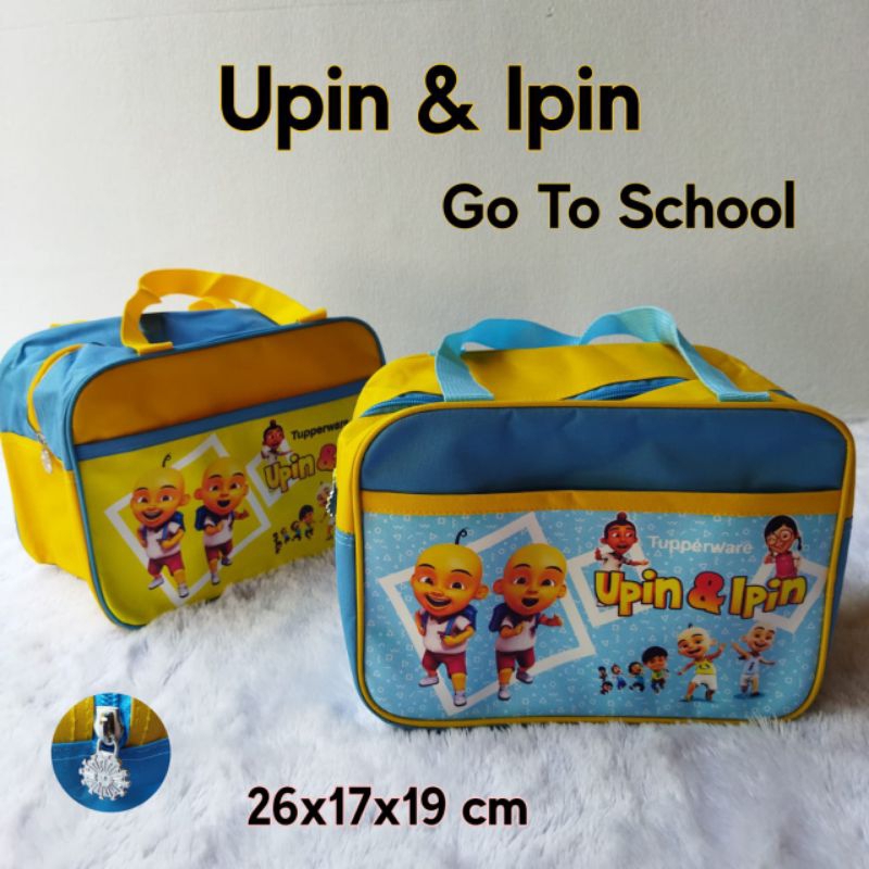 Tas Tupperware Upin Ipin To school ( Zipper bunga es )