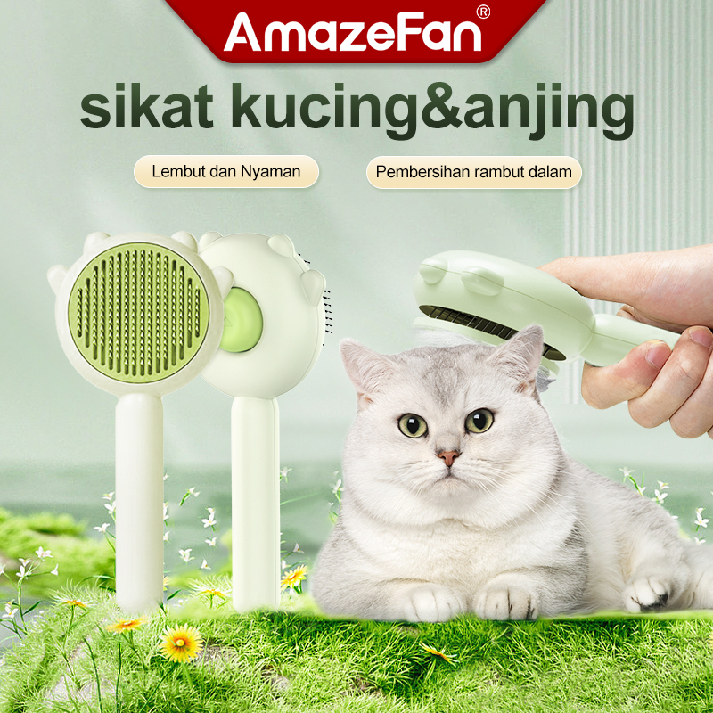 AmazeFan sisir kucing bulu rontok sisir bulu anjing Pet Grooming Brush Lembut dan nyaman sikat bulu kucing Sisir pijat kucing dan anjing Sisir Hewan Peliharaan Depilasi instan scratcher kucing Kulit sensitif &amp; Saat mencukur &amp; membuat gaya