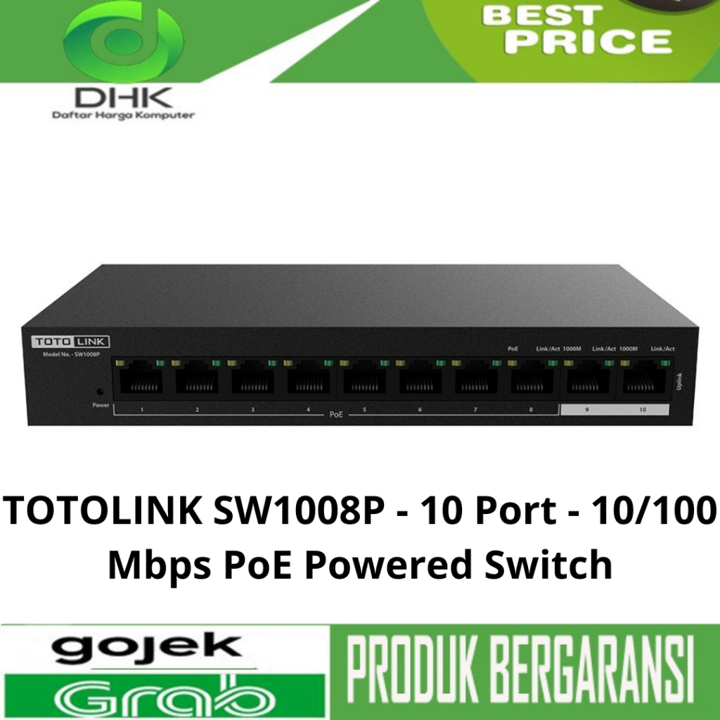 TOTOLINK SW1008P - 10 Port - 10/100 Mbps PoE Powered Switch