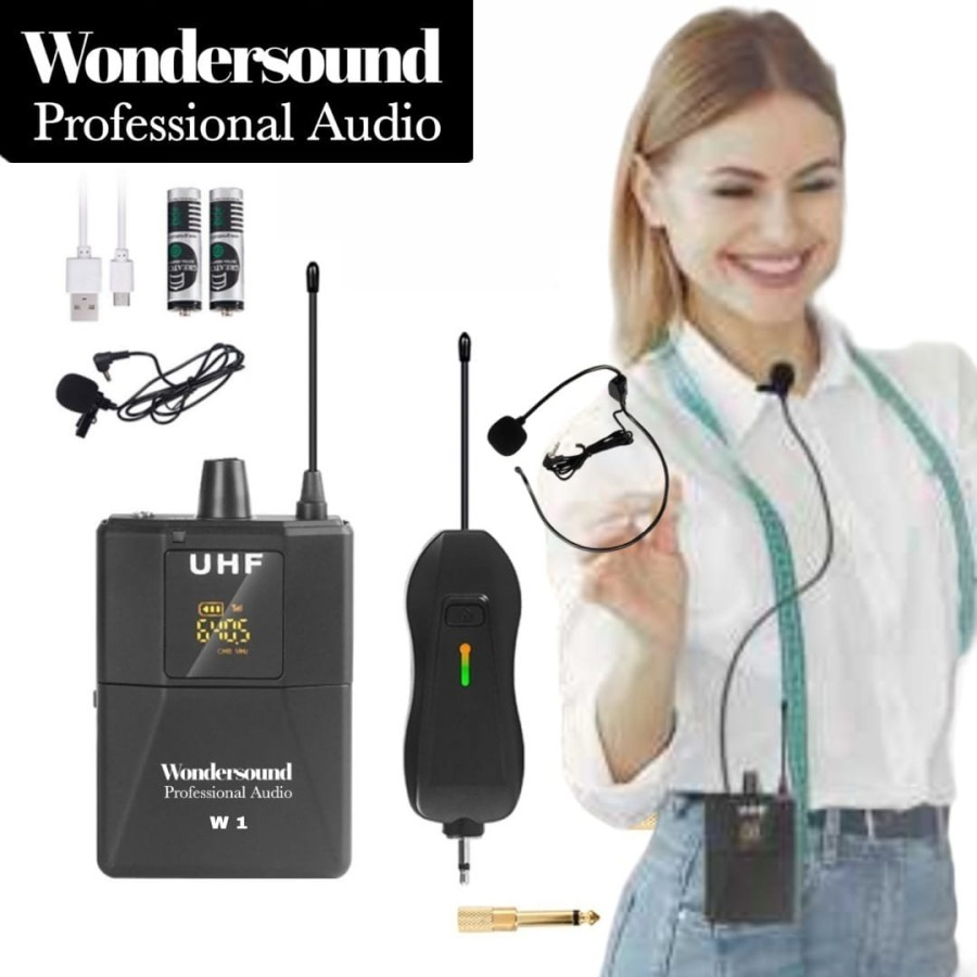 Mic Clip On Wireless Wondersound W1, Mic Bando Headset Imam Mesjid