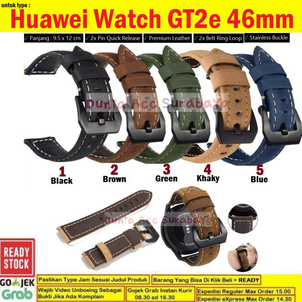 Tali Strap Jam Tangan Huawei Watch GT2E GT 2E GT2 E 46MM Premium Leather Kulit Asli