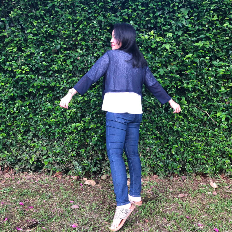 Cardi Pendek Navy - Outer Polos Layer - Cardigan Crop